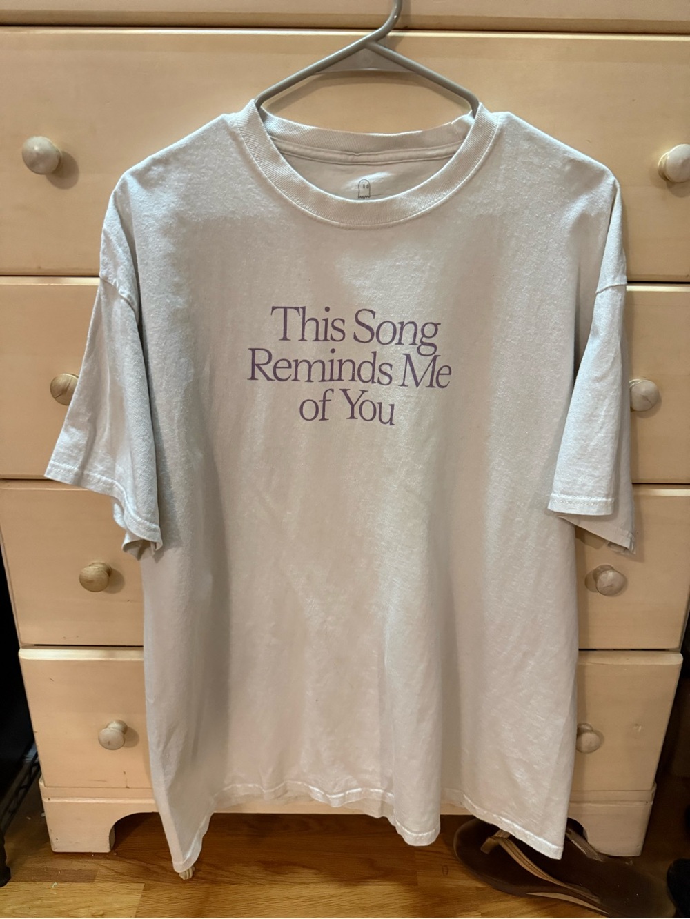 LONELY GHOST Light Gray Tee with Purple Text